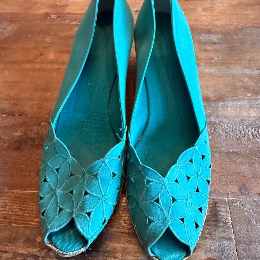 Vintage Evan Picone Teal Espadrilles